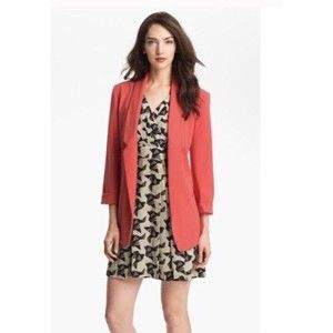 Eliza J Blazer Boyfriend  Jacket Coral S Soft 3/4 Sleeves